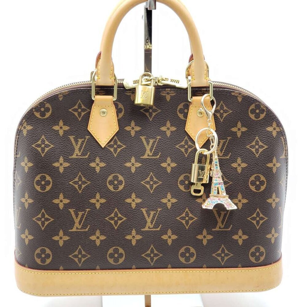 Louis Vuitton Gold Lock 🔒 Authentic LV Key + Unbranded Eiffel Tower Bag Charm - Picture 3 of 8